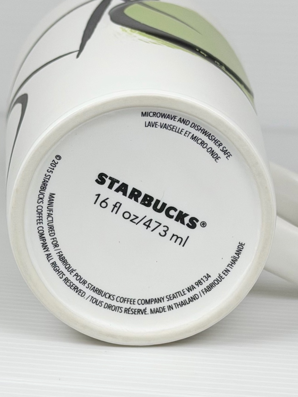 Starbucks 16 oz Bicycle Coffee Mug White Green Ceramic Cup - Picture 7 of 8